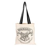 United Labels Harry Potter Fabric Bag - Hogwarts Crest Jute Bag Tote Bag Cotton Bag with Long Handles Beige Natural, beige, 38 x 42 cm