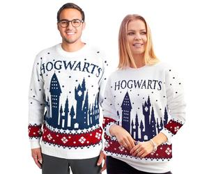 United Labels Harry Potter Hogwarts Winter Jumper Merch for Men and Women White Sweatshirt 100% Polyacrylic, White, M
