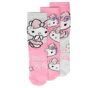 United Labels Hello Kitty Socks for Girls - Children's Socks Sneaker Socks Pink/Grey (Pack of 3), Pink/Grey, 27-30