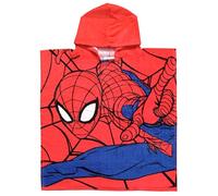 United Labels Marvel Spiderman - Swim Poncho for Boys, Bath Towel for Kids, Bath Towel with Hood, 100% Cotton, 50 x 100 cm, Red/Blue