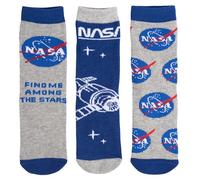 United Labels NASA Socks for Boys Children's Trainer Socks Blue/Grey (Pack of 3), blue/grey, 9-11.5