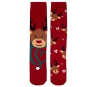 United Labels Reindeer Winter Socks for Women - Christmas Socks Women Sneaker Socks Red (Pack of 2), red, 35-38