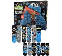 United Labels Sesame Street Advent Calendar with 12 Pairs of Socks for Men, Size 40-45, Calendar with Trainers and Long Socks, Christmas Calendar Gift