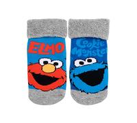 United Labels Sesame Street Baby Socks - Cookie Monster & Elmo - Unisex ABS Non-Slip Baby Socks Blue/Grey (Pack of 2), blue/grey, 19-22