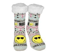 United Labels Smileyworld Women's Cosy Socks, Grey, Fluffy Stopper Socks Smiley Winter Socks, Warm Socks, Hut Socks, gray, 35-38