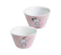 United Labels Snoopy 500ml Pink Polka Dot Porcelain Cereal Bowl