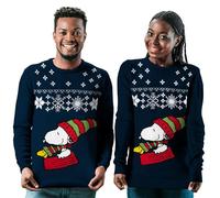 United Labels Snoopy Christmas Jumper Unisex Blue Winter Knitted Jumper, Blue, 3XL