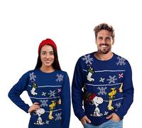 United Labels Snoopy Christmas Jumper Unisex Blue Winter Knitted Jumper Jumper for Men and Women, blue, XL