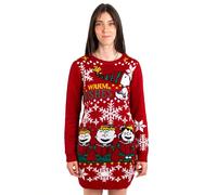 United Labels Snoopy Knitted Warm Wishes Red Winter Dress for Women Dress Long Sleeve Christmas Dress, red, M