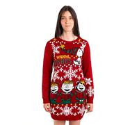 United Labels Snoopy Knitted Warm Wishes Red Winter Dress for Women Dress Long Sleeve Christmas Dress, red, S