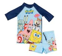 United Labels Spongebob Squarepants Swimsuit Two Piece UV Protection 50 for Boys Blue Swimwear Children with Shirt and Swimming Trunks Swimwear, blue, 98 cm-104 cm