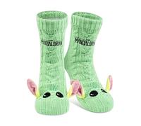 United Labels Star Wars The Mandalorian Cuddly Socks for Men, Green, One Size 40-45, Fluffy Stopper Socks with Sherpa Lining, Warm Socks, Hut Socks Baby Yoda Grogu