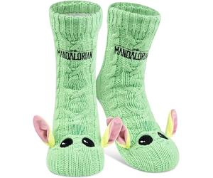 United Labels Star Wars The Mandalorian Cuddly Socks for Men, Green, One Size 40-45, Fluffy Stopper Socks with Sherpa Lining, Warm Socks, Hut Socks Baby Yoda Grogu
