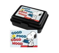 United Labels The Peanuts Snoopy Lunch Box - Good Food Good Mood Lunch Box with Divider, Black