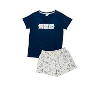 United Labels The Peanuts Snoopy pyjamas for women - pyjama set short sleeve top with shorts blue/grey (DE/NL/SE/PL, Alphanumeric, S, Regular, Regular, Blue/Grey)