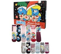United Labels The Smurfs Advent Calendar with 12 Pairs of Socks for Women, Size 35-41, Calendar with Trainers and Long Socks, Christmas Calendar Gift