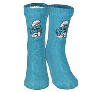 United Labels The Smurfs Hut Socks - Knitted House Socks with Sherpa Lining for Women Cuddly Socks Fluffy Winter Socks Warm Women Socks One Size Blue