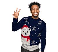 United Labels Winter Jumper for Men - Polar Bear Winter Xmas Knitted Pullover Sweatshirt Ugly Christmas Sweater Blue