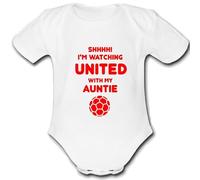 UNITED MAN present from AUNTIE for a gift Football Unique Baby Vest Grow Babygrow Cute PERSONALISED Custom Boys Girls Unisex MANCHESTER SHEFFIELD ROTHERHAM