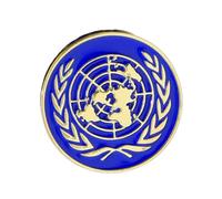 United Nations Emblem Enamel Pin Badge | Gold & Blue World Map Lapel Pin | Peace & Unity Collectible (2.7 x 2.7 cm)