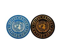United Nations Emblem Patch Set, Glow-in-the-Dark Blue and White with Reflective Black and Yellow, Hook Backing Morale Patches, 8cm Round, 2 Pack (Color-c)