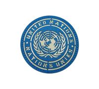 United Nations Emblem Patch Set, Glow-in-the-Dark Blue and White with Reflective Black and Yellow, Hook Backing Morale Patches, 8cm Round, 2 Pack (Color-a)