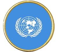 United Nations Round Gold Colour Badge And Velvet Bag