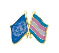United Nations & Transgender Pride Flag Enamel Pin - 2.5cm x 1.9cm Crossed Flags Equality & Inclusivity Badge