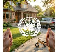 United Nations UN Logo Car Sticker Decal Vinyl Clear Background White - 4 Pack 5.1cm 7.6cm 10.2cm 12.7cm - for Bumper Window Laptop Removable Waterproof
