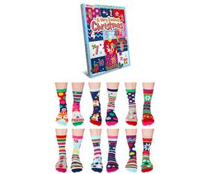 United Oddsocks A Very Oddsock Christmas Advent Calendar - 12 Individual Festive Odd Socks for Women, Mix and Match Novelty Holiday Sock Box with Colourful Designs UK 4-8, EUR 37-42, US 6.5-10.5