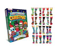 United Oddsocks A Very Oddsock Christmas Gift Box - 24 Colourful Men’s Odd Socks - UK 6-11 EUR 39-46 US 7-12 - Festive Advent Calendar Sock Set - Mix & Match for 276 Combos - Cotton Rich & Fun