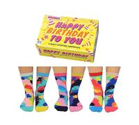 United Oddsocks Box Of 6 Ladies Odd Socks Women Happy Birthday To You UK 4-8