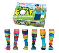 United Oddsocks Crazy Golf - 6 Golf-Inspired Oddsocks Gift Set for Men - UK Size 6-11, EUR 39-46, US 7-12 - Colourful Argyle Mix & Match Socks for Golfers - Cotton Rich & Calf-Length Comfort