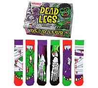 United Oddsocks Dead Legs, 6 Mix-and-Match Halloween Horror Socks for Men - UK 6-11, EUR 39-46, US 7-12 - Zombie, Mummy & Skeleton-Themed Oddsocks in Scary Gift Box, Spooky Gift for Halloween Fans