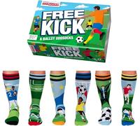 United Oddsocks Free Kick Gift Box, 6 Ballsy Odd Socks for Men, UK 6-11 EUR 39-4