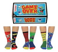 United Oddsocks Game Over - Box of 6 Oddsocks For Boys, UK 12-6 EUR 30.5-39 US 13.5-7, Multi