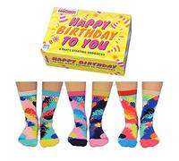 United Oddsocks - Happy Birthday to You - Box of 6 Fun Mismatched Oddsocks for Ladies - Sizes UK 4-8, EUR 37-42, US 6.5-10.5 | Fun and Colorful Birthday Gift for Women