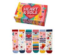 United Oddsocks Heart & Sole - 6 Heart-Themed Oddsocks Gift Set for Women - UK Size 4-8, EUR 37-42, US 6.5-10.5 - Colourful Mix & Match Socks in Love Box - Calf-Length Cotton Rich Comfort