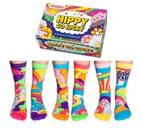 United Oddsocks Hippy Go Lucky Box of 6 Colourful Mix&Match Odd socks for Women- UK 4-8 | EUR 37-42. Fun and Quirky Birthday,Christmas,Mother's Day Gift for Her