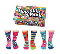 United Oddsocks - Hop Skip & Funk - Box of 6 Colorful Mismatched Oddsocks for Girls - UK Sizes 12-5.5, EUR 30.5-38.5, US 13.5-8 | Fun and Bright Birthday, Back to School, Christmas Gifts for Girls