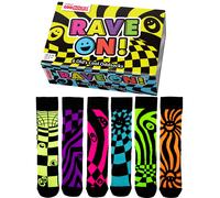 UNITED ODDSOCKS MENS RAVE ON RETRO HIPPY GIFT BOXED FUNKY SOCKS MENS UK 6 - 10