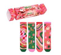 United Oddsocks Merry & Bright Women’s Christmas Socks Gift Box - 4 Festive Odd Socks in Cracker Packaging & Colourful Novelty Mix and Match Xmas Santa & Reindeer Socks UK 4-8, EUR 37-42, US 6.5-10.5