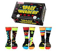 United Oddsocks - Novelty Space Invaders - Box of 6 Oddsocks for Men UK 6-11