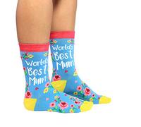 United Oddsocks Novelty Womens Socks World's Best Mum, Cotton Mothers Gift | Idea for Her, Fun and Silly Novelty Socks, Colourful Mismatched Odd Socks, Birthday Gift for Women, Secret Santa Gift