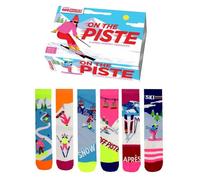United Oddsocks - On The Piste - Box of 6 Mismatched Socks for Women, Fun Ski-Themed Patterns, Unique Gift for Skiers, Cotton-Rich & Cozy Winter Wear, UK 4-8 | EUR 37-42 | US 6.5-10.5