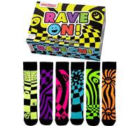 United Oddsocks RAVE ON 6 Odd socks gift box | UNISEX UK 5-10 | EUR 38-44