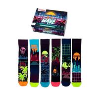 United Oddsocks Retro Wave - 6 Synthesised Oddsocks Gift Set for Men