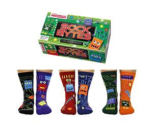 United Oddsocks Sock Bytes, 6 Code-Breaking Oddsocks for Kids UK 12-5.5, EUR 30.5-38.5, US 13.5-8 - Colourful Circuit-Themed Mix-and-Match Socks Gift Set for Boys & Girls Who Love Tech and Robots