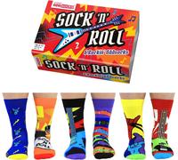 United Oddsocks- Sock n Roll- Box of 6 Colourful Mix & Match Rock and Roll Socks