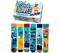 United Oddsocks Sock Waves, 6 Rip-Curling Mismatched Oddsocks for Men UK 6-11, EUR 39-46, US 7-12, Surf-Inspired Themed Colourful Socks for Beach Days, Holidays, Summer Vibes & Fun Gift Giving for Him